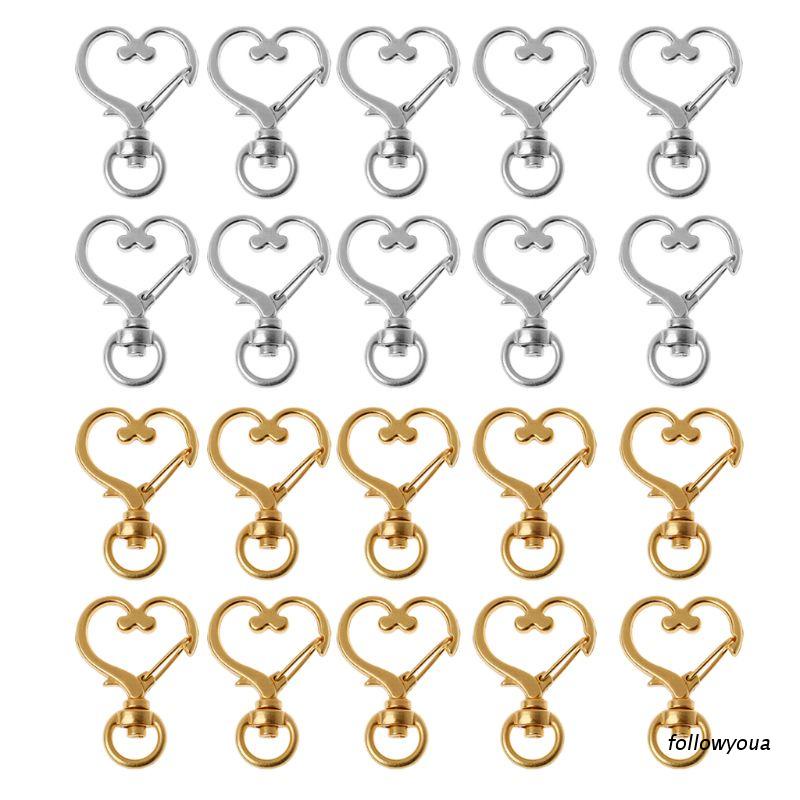 Bộ 10 móc khóa kim loại hình trái tim xinh xắn dễ thương