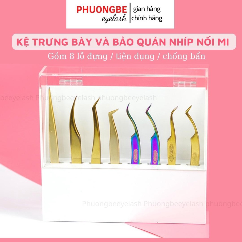 Khay bảo quản và trưng bày nhíp nối mi chống bụi bẩn 8 ô loại đẹp