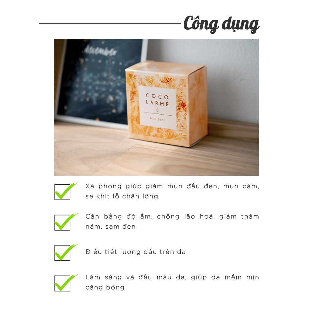 Xà phòng rửa mặt LOẠI BỎ MỤN ĐẦU ĐEN, thu nhỏ lỗ chân lông Cocolarme Mild Soap 14g, 85g