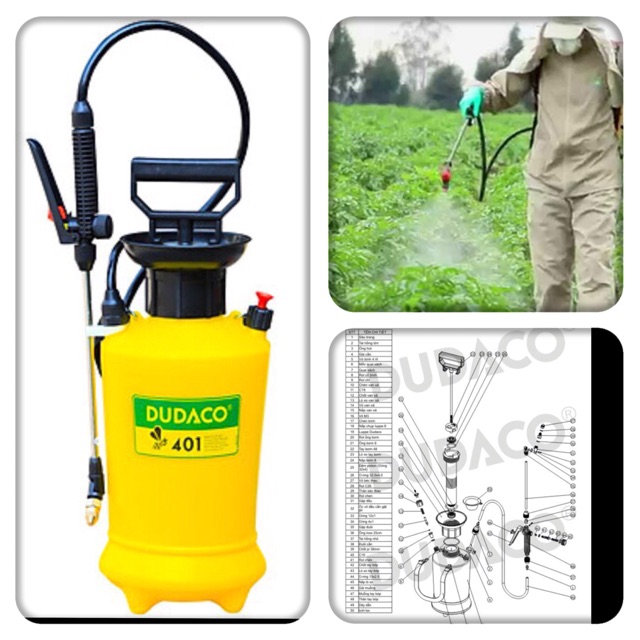 Bình xịt phun đa năng tay béc xoay 180 Độ Dudaco B401-4lit (Màu vàng Bình tốt)