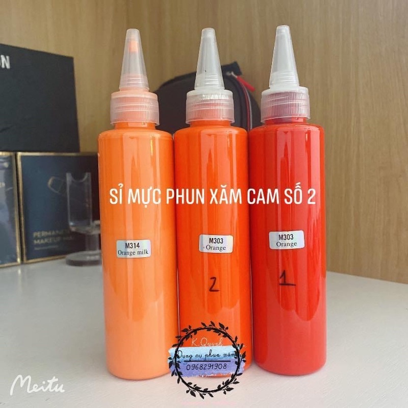 Sỉ mực phun xăm màu cam vừa số 2-150ml