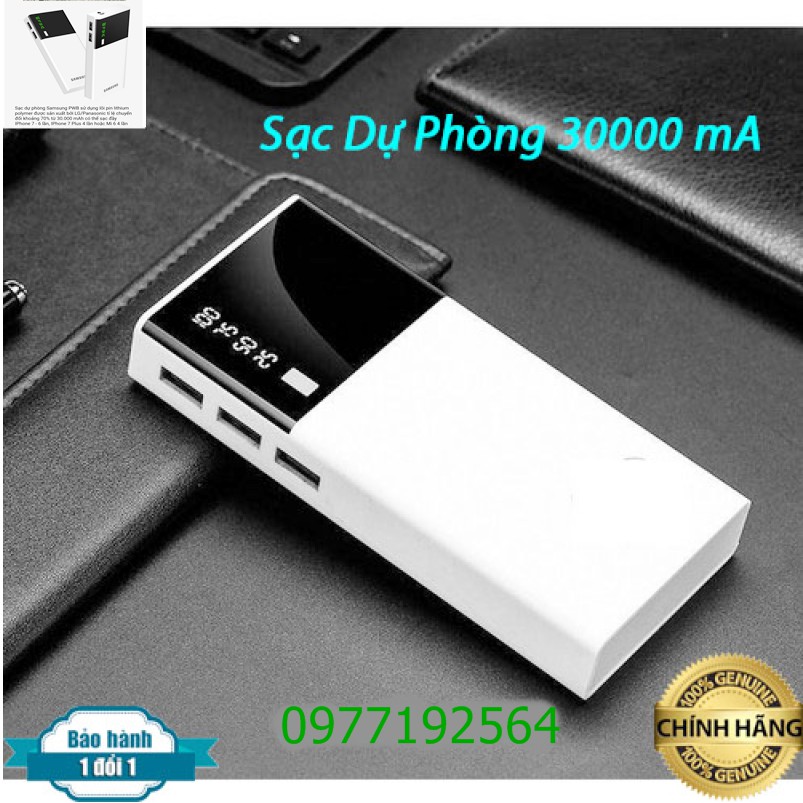 [Xả Kho CHỉ 89K] Sạc Dự Phòng 30000 mAh 2 cổng USB Sạc nhanh Dung Lượng Khủng/Có Đèn LED/Phù hợp cả Androi Và Ios