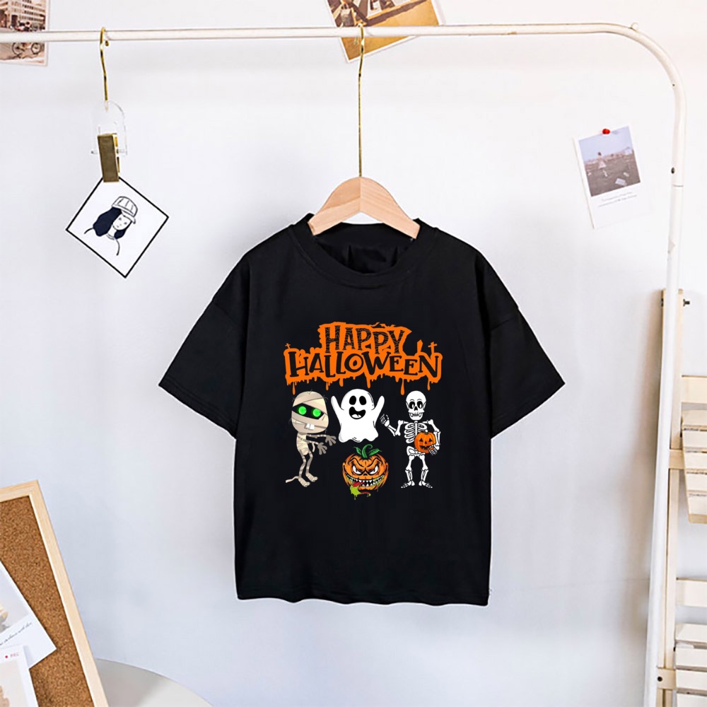 Áo Thun t-Shirt Tay Ngắn Cổ Tròn In Hình halloween Dành Cho Trẻ Em