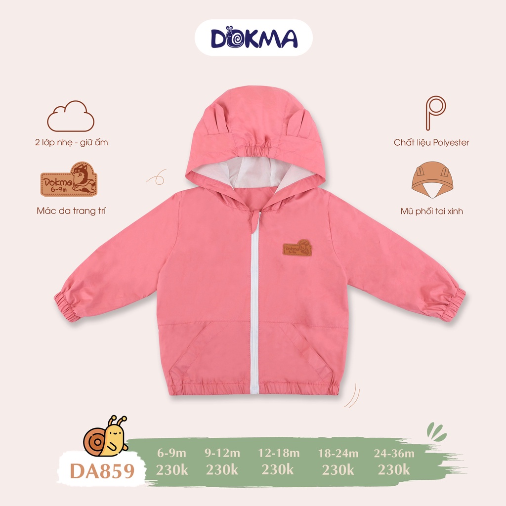 Dokma - áo khoác gió 2 lớp lót lưới 9-36m DA859