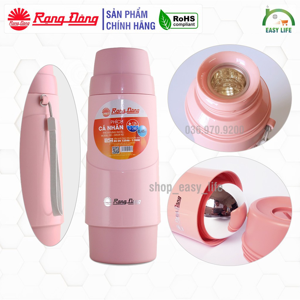 Phích Nước Cầm Tay, mini, Rạng Đông 450ml Giữ Nhiệt 24 giờ