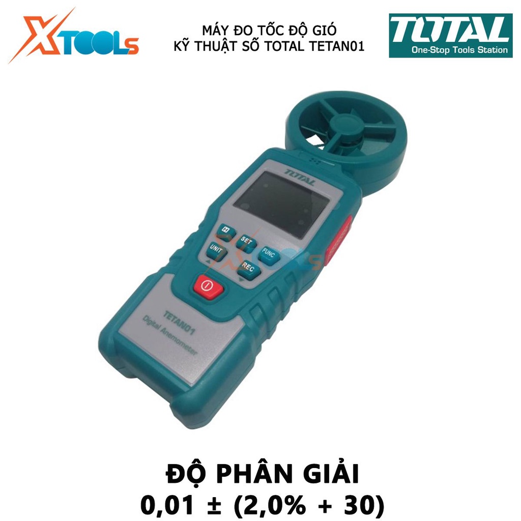 Máy đo tốc độ gió kỹ thuật số TOTAL TETAN01 | thiết bị đo lưu lượng gió Chức năng đèn nền, Với chức năng thông báo chỉ s