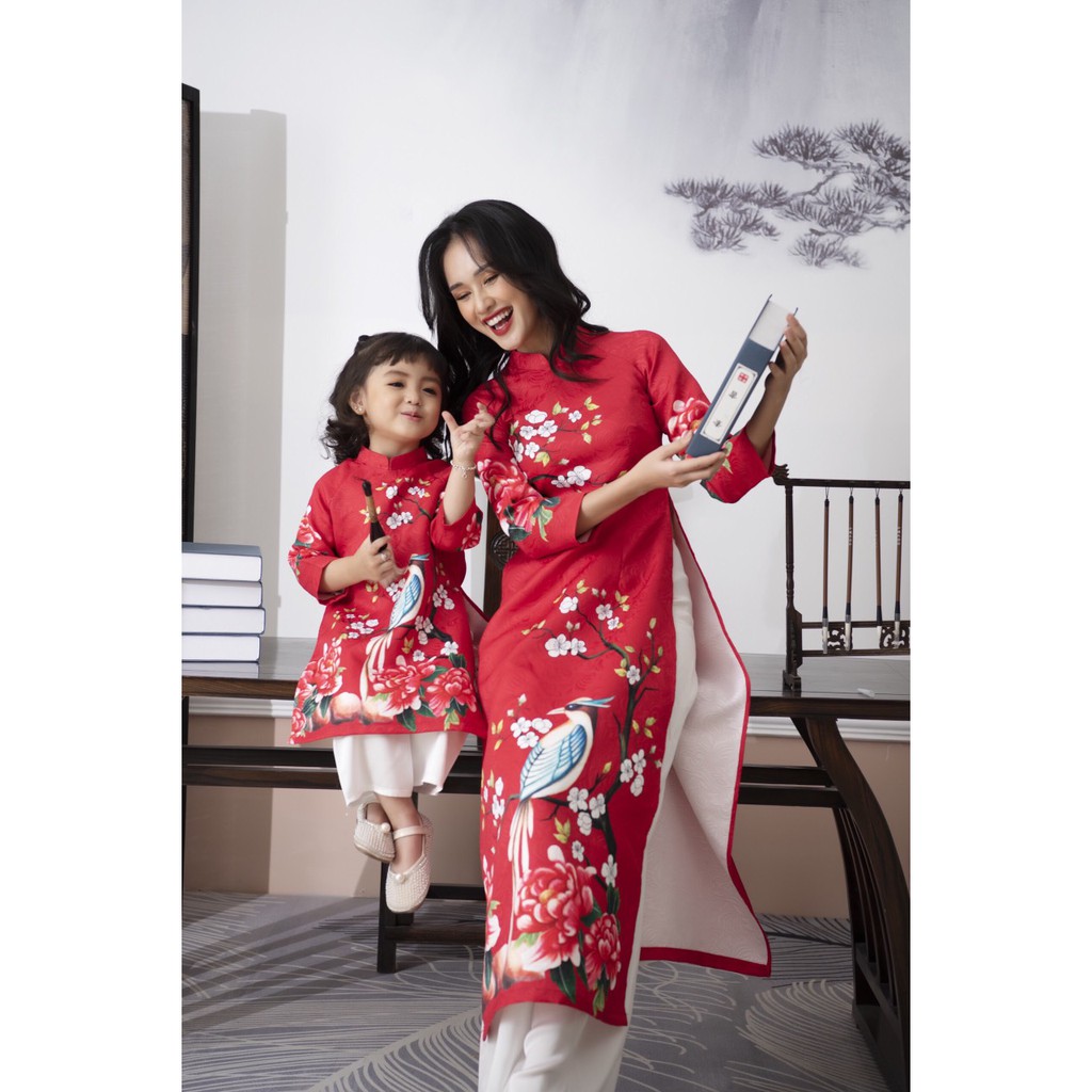 Áo Dài Tết Cho Bé Gấm Hoa Cao Cấp AD400