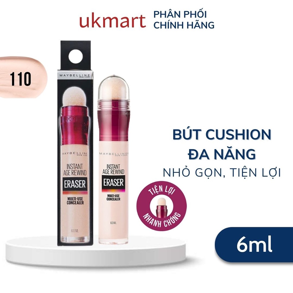 Bút Cushion Kem Che Khuyết Điểm Đa Năng Instant Age Rewind Eraser Multi-use Concealer Maybelline New York 6ml