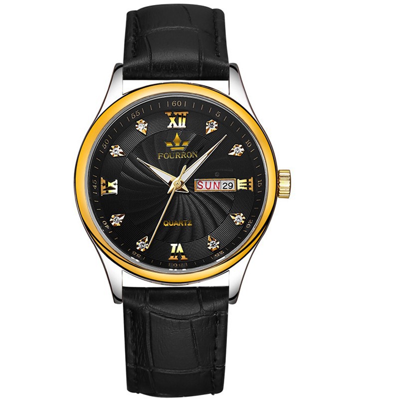 Đồng Hồ Nam FOURRON Dây Da Pu Bền Đẹp 2 Lịch Ngày Thứ | BigBuy360 - bigbuy360.vn