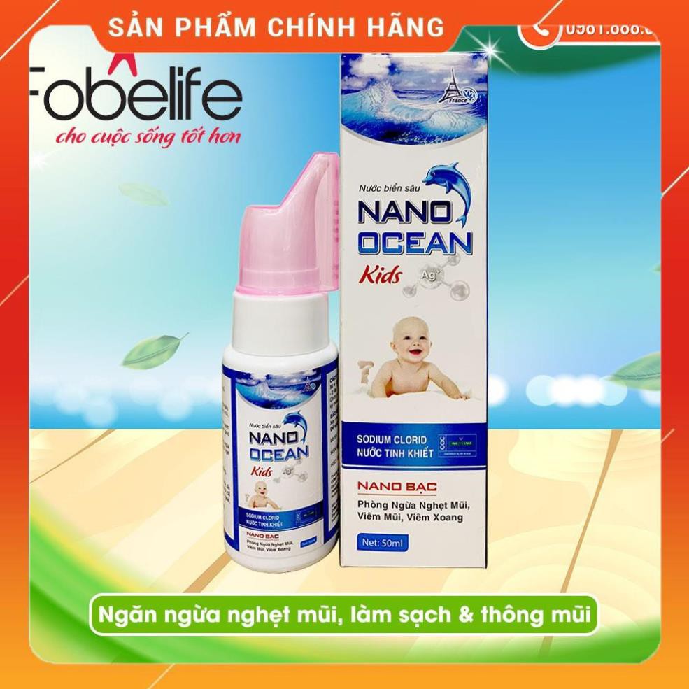 Nước muối biển sâu, làm sạch-thông mũi trẻ em Nano Ocean Kids- Chai/ 50ml