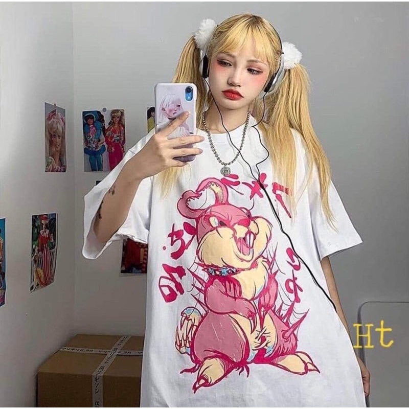 Áo phông thỏ Hồng chữ Nhật HT11