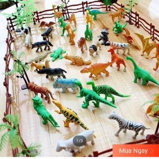 68 cái/bộ mô phỏng vườn thú nhựa mini mô hình động vật đồ chơi dành cho trẻ em khủng long ngựa hổ