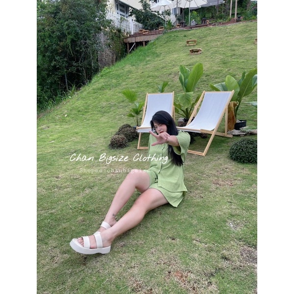 Set bộ bigsize nữ đũi gân  đồ bigsize nữ đi chơi dáng xẻ lưng kèm quần short hottrend đủ size từ 50-95kg