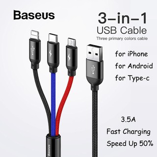 Cáp BASEUS 3 in 1 Lightning + Micro USB + Type C