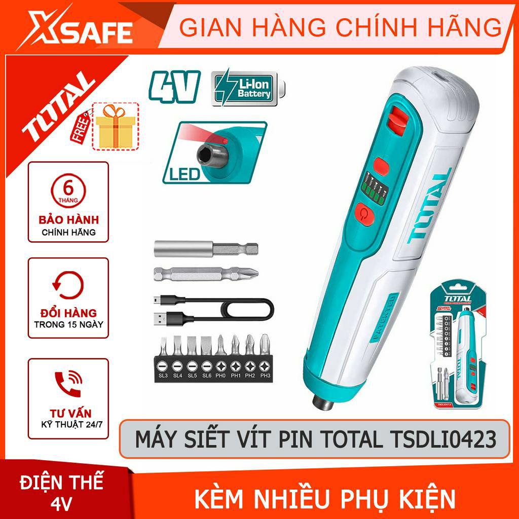 Máy siết vít pin TOTAL TSDLI0423 điện thế 4V, đầu lục giác 1/4", momen xoắn 4NM, đèn làm việc tích hợp, chỉ báo mức sạc