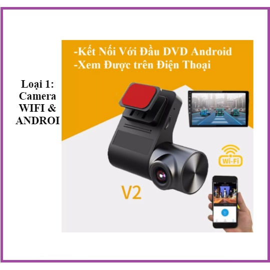 V2 WIFI Camera Hành Trình Cho Màn Hình Android,Cảnh báo làn đường.CAM hành trình kết nối wifi- xem trên điện thoại