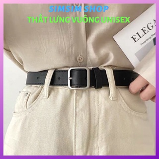  Dây lưng nam nữ unisex Simsimshop mặt vuông TL003 dây nịt thắt lưng nữ nam bản to da đẹp học sinh viên đục sẵn lỗ nhỏ 
