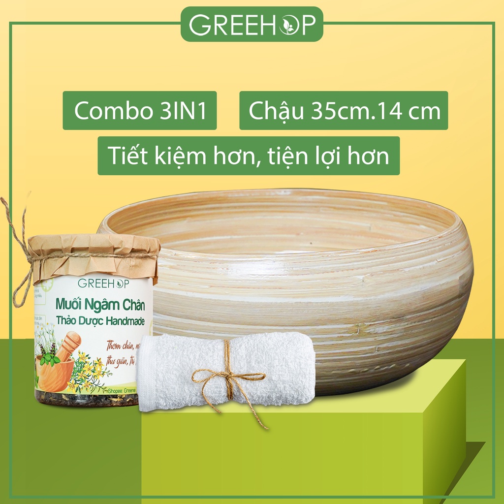 [Combo] Chậu + thảo dược ngâm chân giảm hôi chân, thư giãn (Greehop)