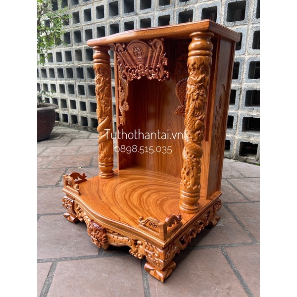 Bàn thờ thần tài ông địa gỗ gõ đỏ 60 x 81cm   - TUTHOTHANTAI.VN