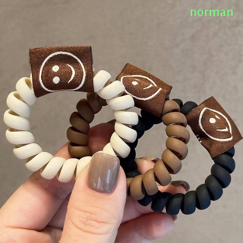 Dây Buộc Tóc Dạng Dây Điện Thoại Co Giãn Mặt Nhám Họa Tiết Hoạt Hình Nhiều Màu Sắc Phong Cách Hàn Quốc Cho Nữ