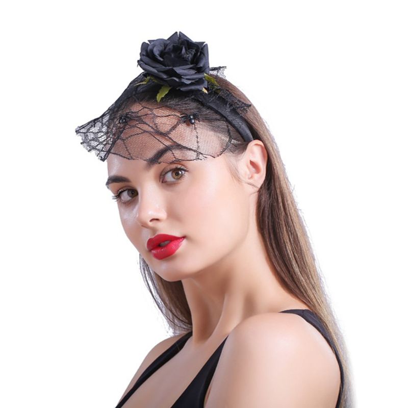 Băng Đô Vải Nhung Gắn Hoa Hồng Kinh Dị Hóa Trang Ngày Halloween