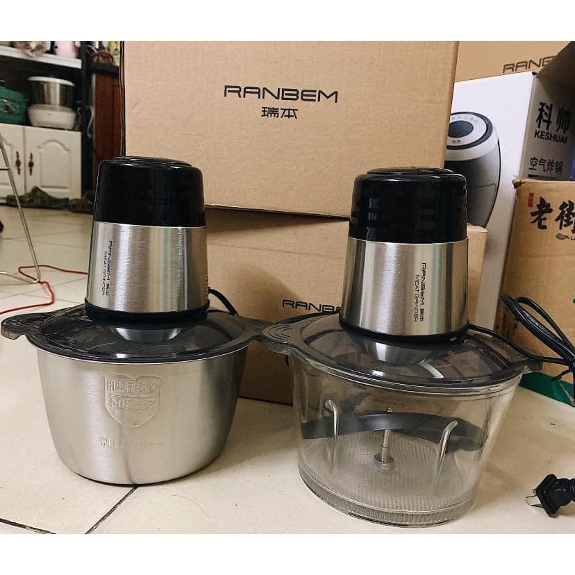 Máy Xay Thịt RanBem Cối Inox, Cối Thủy Tinh Chính Hãng BH 6 Tháng- BAP