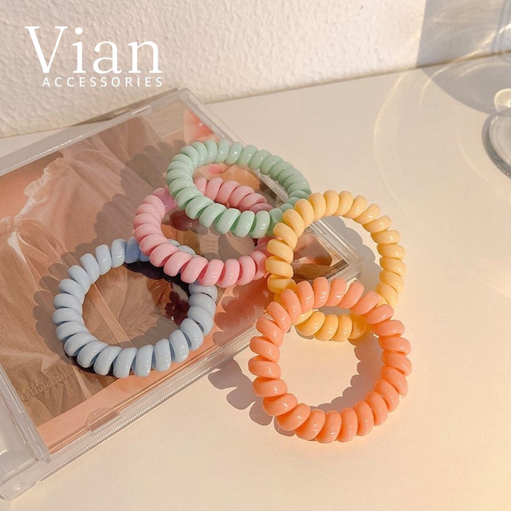 Thun Cột Tóc, Dây Buộc Tóc Lò Xo Nhiều Màu Sắc Pastel Vian Accessories BTN1 (Nhắn tin cho shop chọn màu)