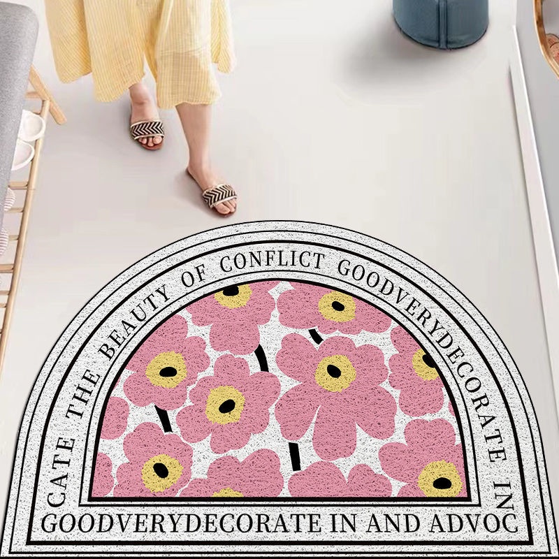 Thảm Lót Cửa Bằng Lụa Kiểu Nhẫn Chống Bẩn Phong Cách Bắc Âu Thảm Dày Bán Nguyệt Thảm Cửa Nhà