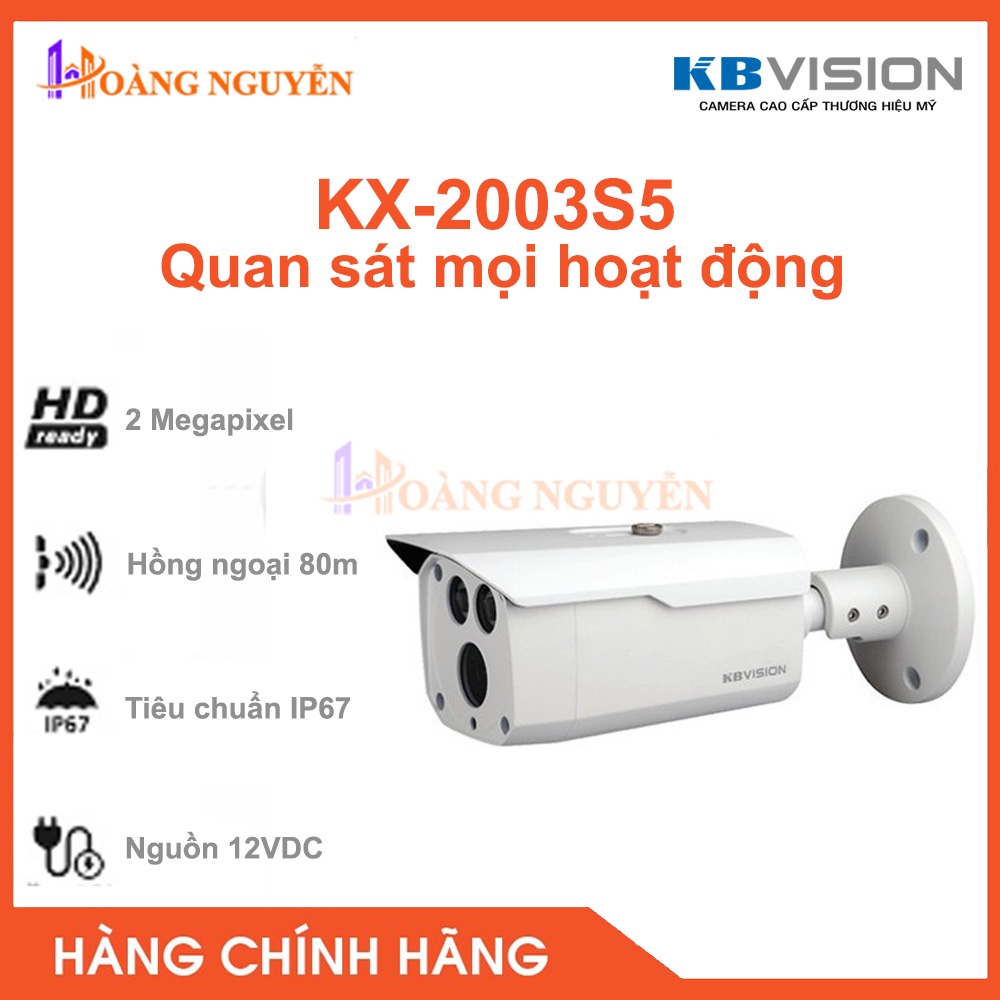 [NHÀ PHÂN PHỐI] Camera Kbvision KX-2003S5 (2.0MP) - Camera CVI/TVI/AHD/Analog - Hình Ảnh Rõ Nét Với Khoảng Cách 500~700m