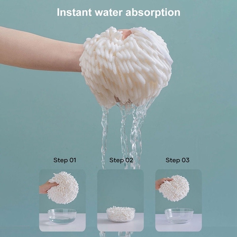 Khăn Lau Tay Bằng Sợi Nhỏ Mềm Thấm Hút Nhanh Khô Gắn Kèm Móc Treo Dành Cho Nhà Bếp Nhà Tắm