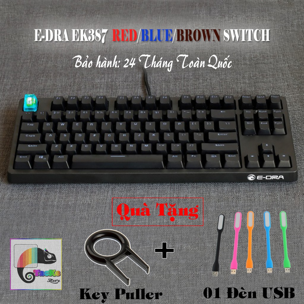 Bàn phím cơ E-Dra EK387 I Tặng KeyPuller + Đèn Led USB I BH 24 T I Gaming Tenkeyless