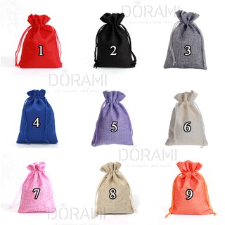 Túi vải bố thô có dây rút size nhỏ kích thước 10x14 đựng trà thảo dược hoa khô cà phê trang trí - dorami