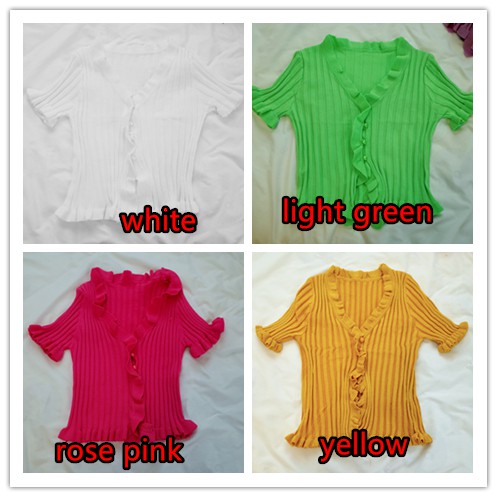 Áo dệt kim tay ngắn thiết kế xẻ trước phong cách Jennie BLACKPINK điệu đà thời trang cho nữ | BigBuy360 - bigbuy360.vn