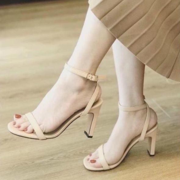 Giày cao gót nữ quai ngang mặc áo dài Thiên Hương giày VNXK BP35Q65 Sandal cao gót 9 phân cm p 3 màu đi làm đi chơi