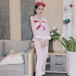 [CHÍNH HÃNG][Hình thật]Set pyzama cổ nơ latinh JEN