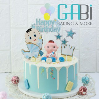 Set topper trang trí bánh em bé+ bình sữa