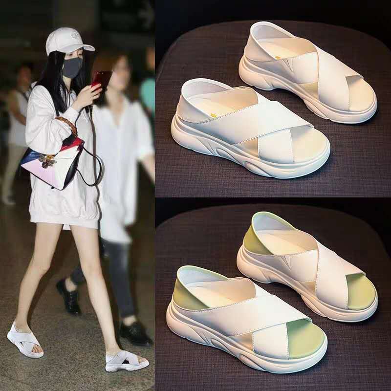 Xăng đan Đế Vừa Quai Chéo Phong Cách Roman Cho Nữ