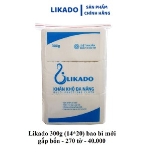 Khăn khô đa năng cho bé Likado 300g kích thước(14x20cm), 270 tờ (1 gói)