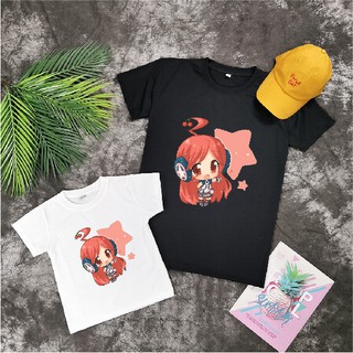 Áo thun trẻ em vải cotton dành cho bé gái/trai 12-38kg hoạt hình Chibi anime mã 2020B057