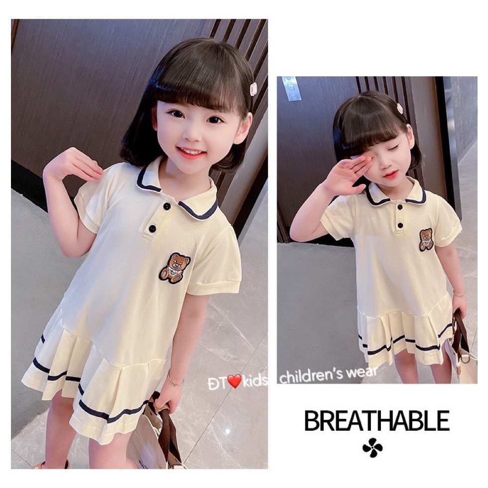 Váy Cotton viền đen cho bé gái