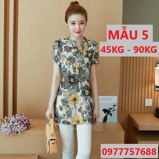 [ Cao cấp ] Áo sơ mi trung niên áo hoa dáng dài form rộng áo size lớn ngoại cỡ SM001
