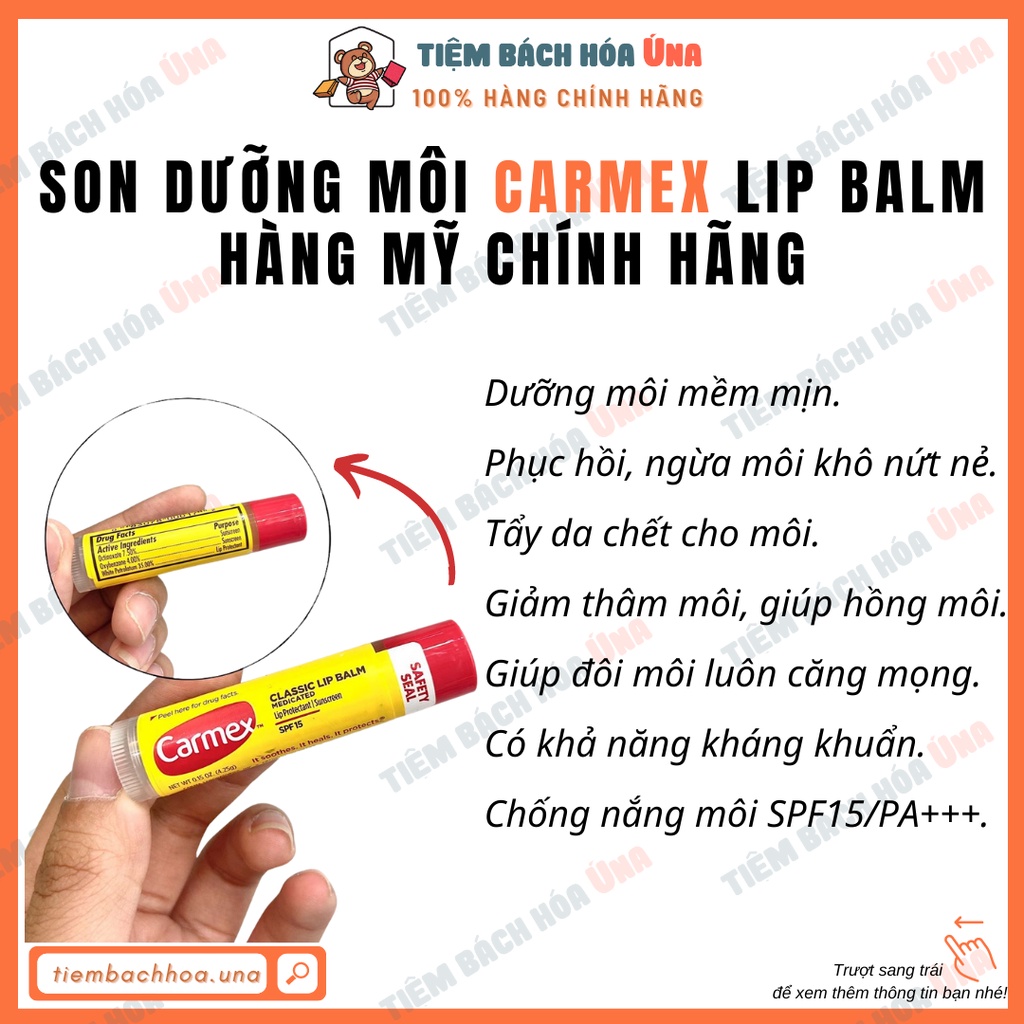 Son dưỡng môi Carmex Lip balm đủ mùi hàng Mỹ chính hãng