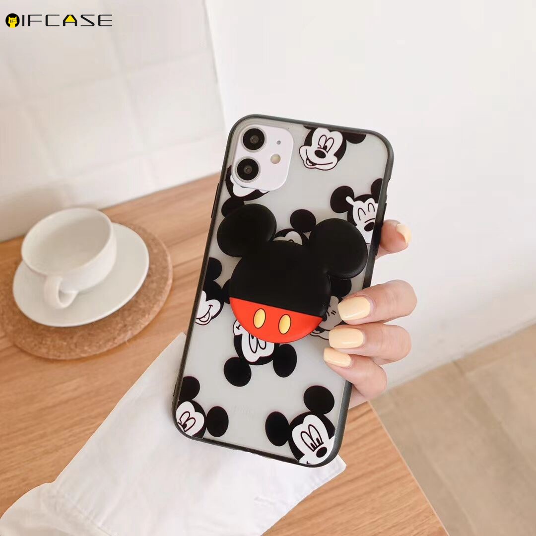 Xiaomi Redmi 6 Note 5 4 4X 3 Pro 5A 5 Plus 4A GO S2 Y2 Phone Case Mickey Minnie Bracket Holder Stand Cartoon Cute Transparent Clear Matte Hard Case Cover