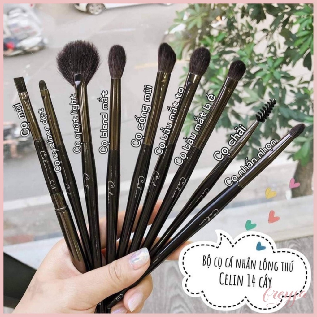 Bộ cọ Celin make up cá nhân lông thú chính hãng 15 cây -  Lông cọ đẹp, mềm mịn kèm bao da Celin - FREYJA.STORE