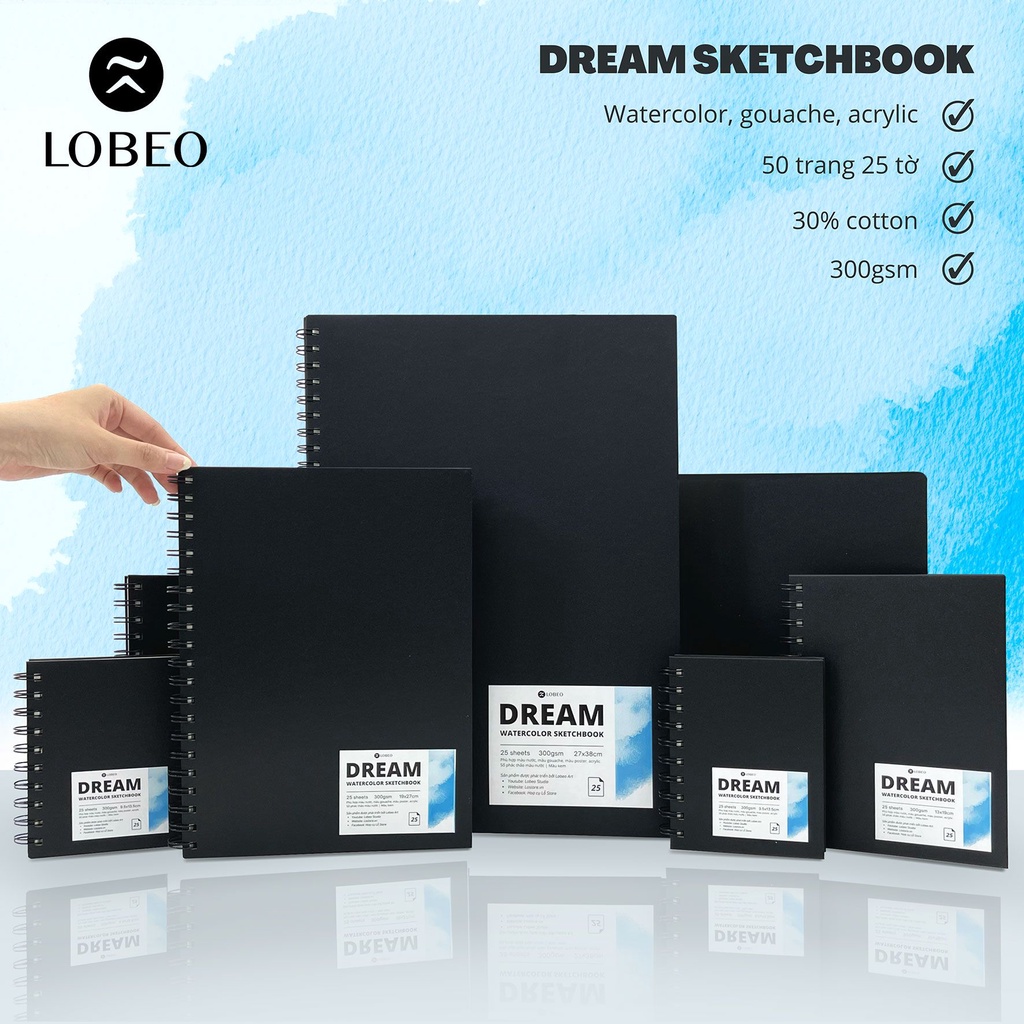 Sổ vẽ màu nước Lobeo Dream Sketchbook 25 tờ 300gsm
