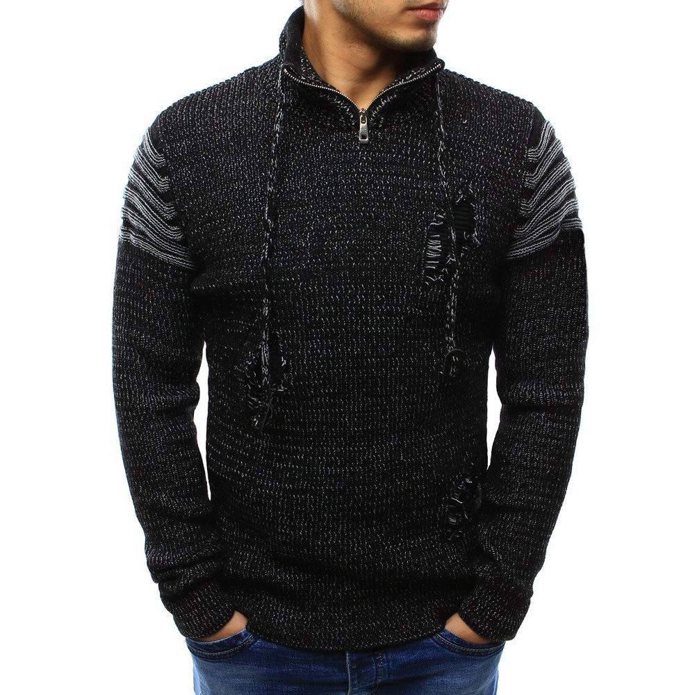 Áo khoác sweater cổ bẻ phối khóa kéo thiết kế phong cách châu âu thời trang cho nam