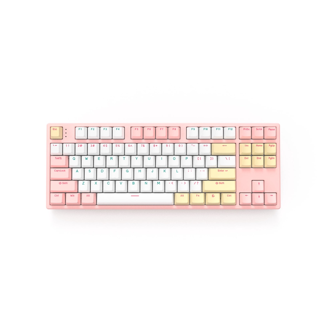 Bàn Phím Cơ Ganss HS-87T White Peach RGB Three mode Chính Hãng