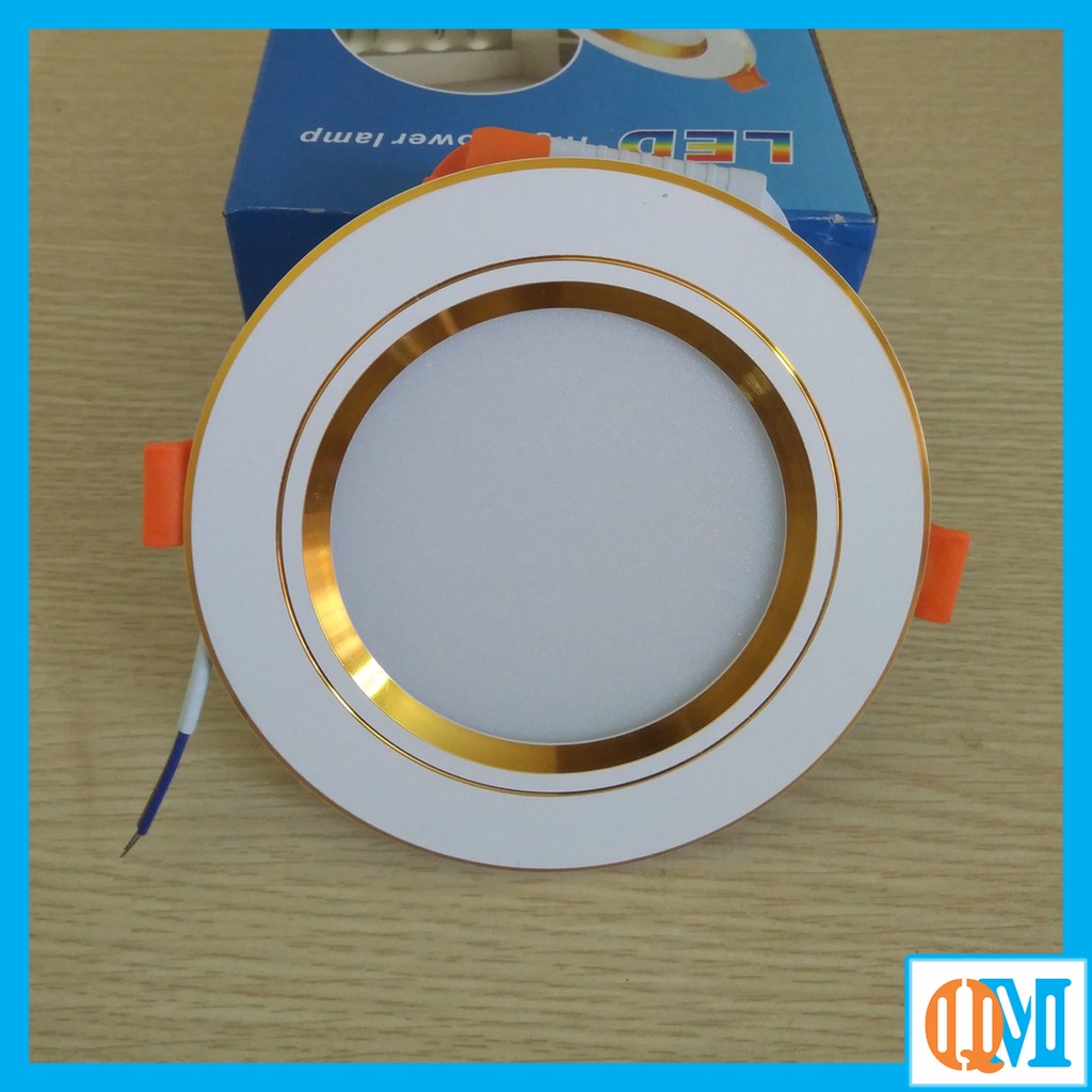Đèn âm trần 7W viền vàng phi 90 3 chế độ màu siêu bền , giá tốt , ánh sáng đẹp - có đủ cả nguồn