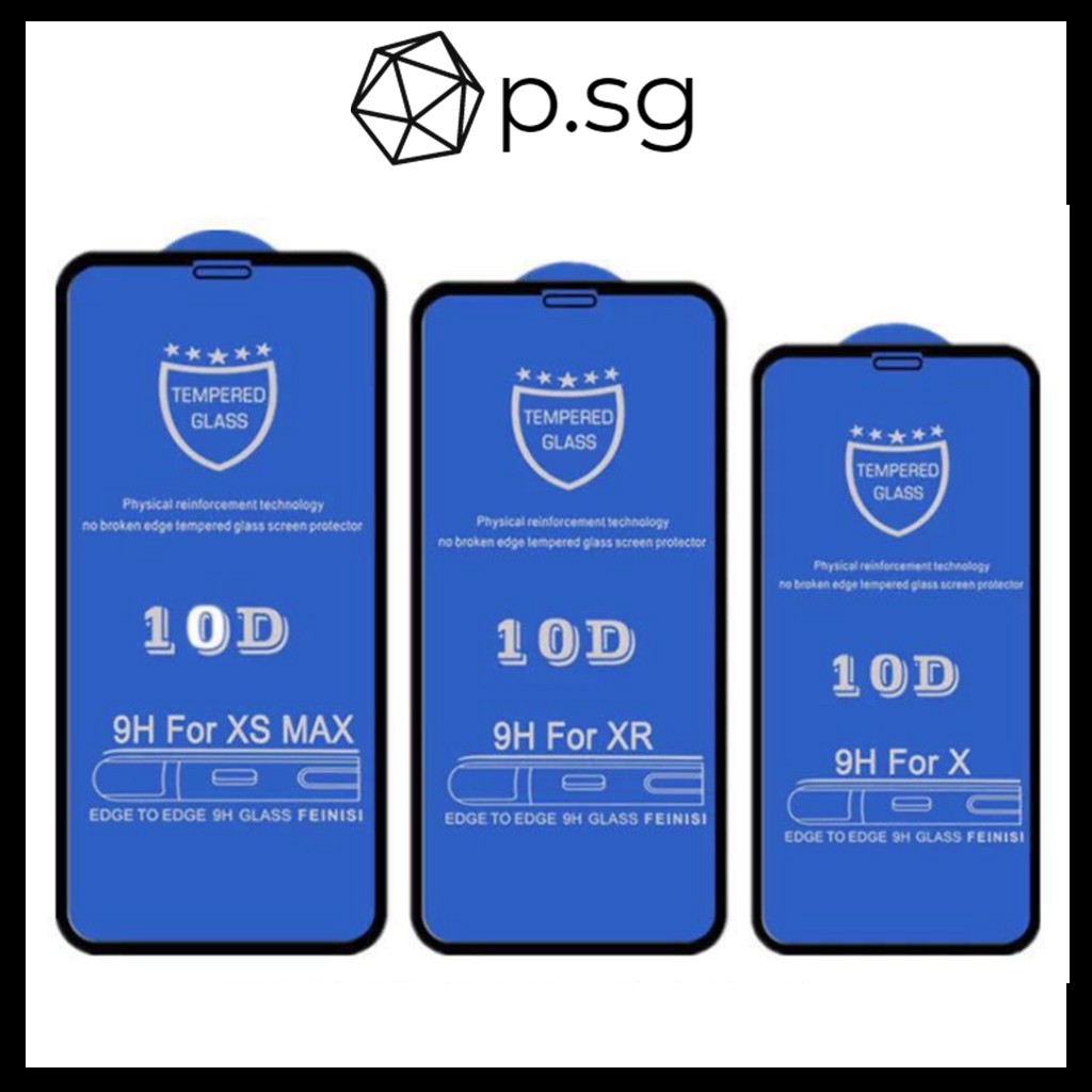 Kính cường lực iPhone 10D Nền xanh Full Màn Tràn Viền 6 6S 7 8 Plus X XS XR XS MAX 11 PRO MAX