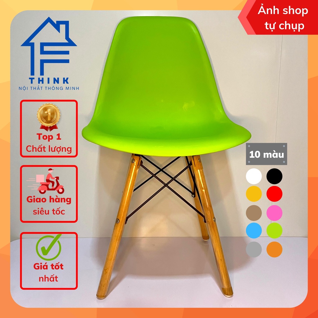 Ghế EAMES làm việc nhựa chân gỗ đan thép (Để làm việc văn phòng,